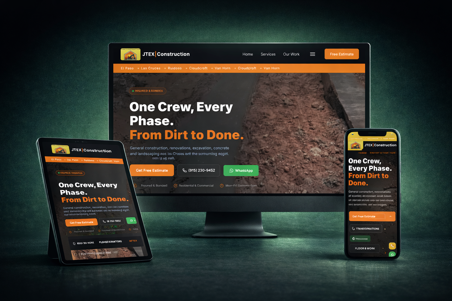 JTEX Construction — multi-device showcase